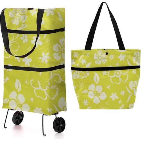 Chariot de courses pliable 3 en 1 - Caddie - Sac bandoulière - Sac de courses à roulettes - Extra grand et solide - Léger (1/5)