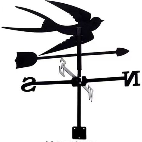 Girouette de jardin en métal revêtu – Résistante aux intempéries – Indicateur de direction du vent – Assemblage facile avec accessoires