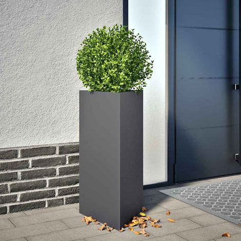 Jardinière de Jardin Triangulaire en Acier Bac à Fleurs Anthracite 40 x 34,5 x 75 cm - PANGIVO (1/5)