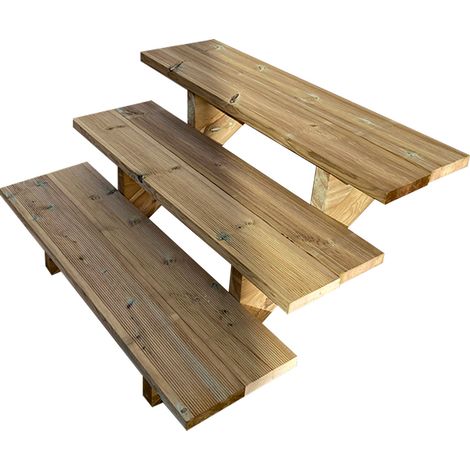 Escalier extérieur en bois 3 marches H 54cm L 100cm – Bois autoclave classe 4 – Sans contremarche – Pour espaces extérieurs - L-100cm