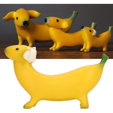 Sculpture de chien banane, objet en résine, ornement, taille moyenne (1/5)