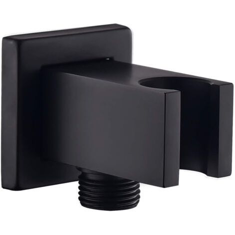 Gomito a parete con supporto per doccia, raccordo per tubo flessibile doccia quadrato in ottone da 1/2 pollice, presa d'acqua a parete, nero