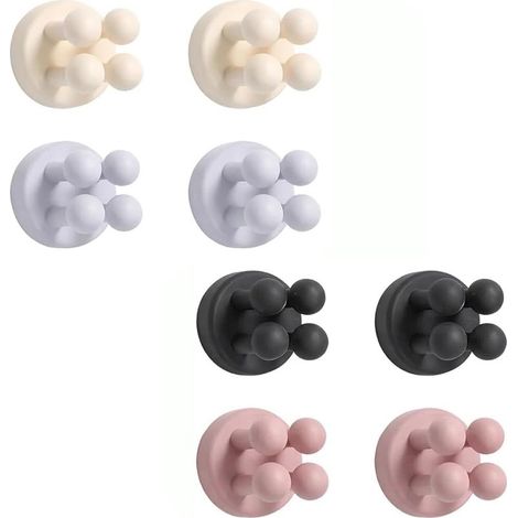 GDHZS-  Lot de 8 Porte Brosse à Dents Mural Silicone, Support Brosse a Dent Electrique et Rasoir Douche, Crochet Adhésif Multifonction, 4 Couleurs Pastel (1/5)