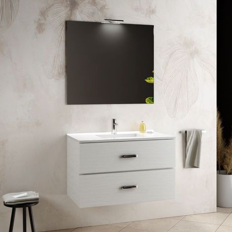 Composizione bagno sospesa Mobo Simona cm. 90 bianco frassinato