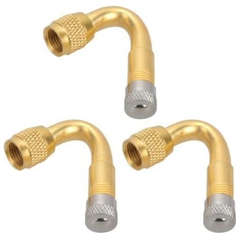 Rallonges de Valve Pneu 3pcs en Cuivre Or, Rallonge Gonfleur Multi-Usage pour Voiture et Camping-Car, Outil D'inflation Pneus à 45 Degrés - (1/5)