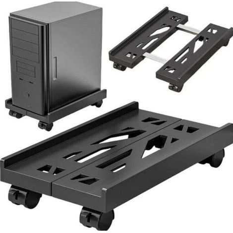 Support PC sous Bureau: Support D'unité Centrale Mobile avec Roues Verrouillables, Antidérapantes Support Tour PC Taille Réglable, Chariot de Support de Tour PC pour La Plupart des PC (1/4)