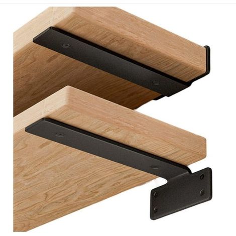 2 pezzi neri, staffe a L a scomparsa per mensole (15 cm), staffe a scomparsa per mensole flottanti, staffe per mensole in ghisa pesante, stile industriale (1/5)