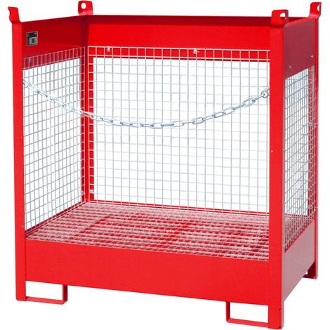 Bauer Fass-Stapelpalette FSP-2 D, Drahtgitterwände, Feuerrot