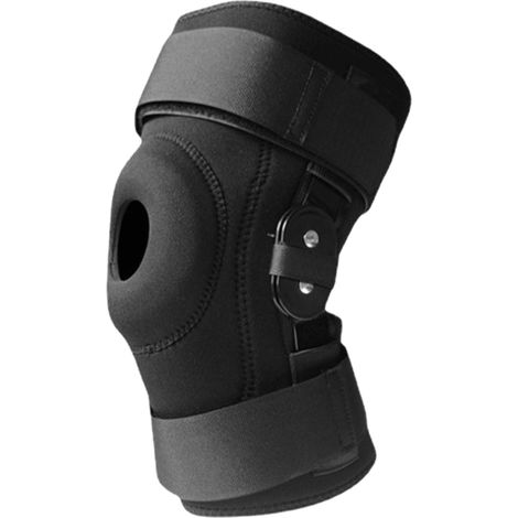 Genouillère noire respirante avec fixation à crochet et boucle, support articulaire pour salle de sport, école et activités sportives (1/5)