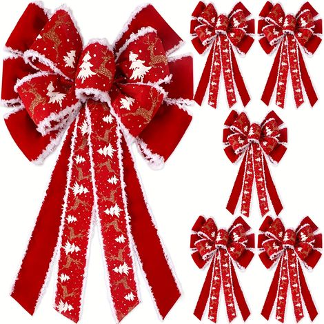 5 nœuds pour couronne de Noël, décorations pour sapin de Noël - décorations de Noël extérieures, adaptées aux sapins de Noël (1/4)