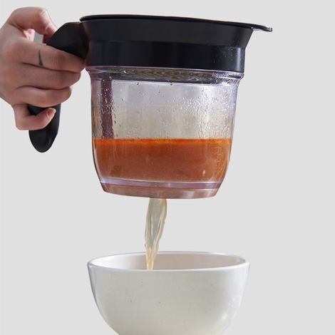 Séparateur de graisse de cuisine avec filtre à huile et vidange par le fond - Récipient pour sauce et bouillon (1/5)