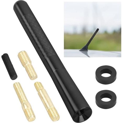 Antenne Auto - Voiture 12 Cm Universelle Courte Autoradio Fibre Carbone Anneaux Caoutchouc Vis M4 M5 M6 Dab/Fm (1/4)