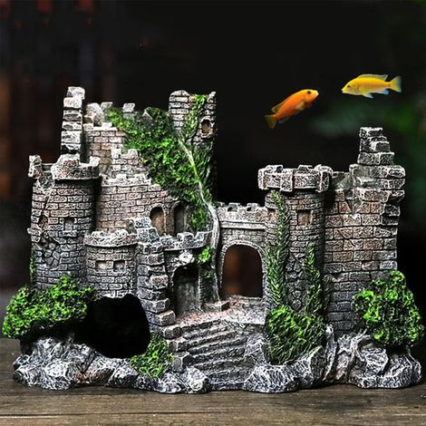 Décoration de Château Fort Ruines pour Aquarium Ornement Grotte pour Poisson (1/5)
