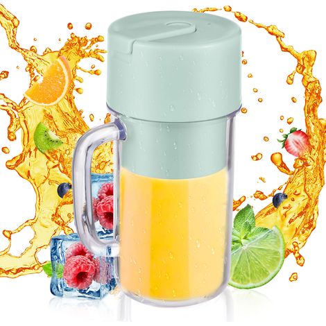 Mixeur portable pour shakes et smoothies, mini mixeur de 340 ml avec poignée, 6 lames, étanche, rechargeable par USB Type-C, mixeur personnel pour la maison, la cuisine, le bureau, les voyages, les sp (1/5)