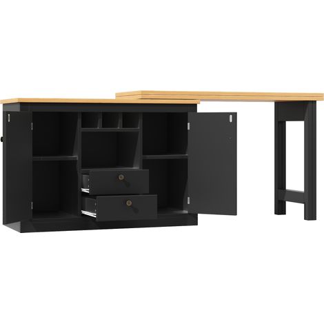 Ausziehbarer Bartisch mit Stauraum aus schwarzem MDF, 120–180 cm, 40 x 76 cm, MODENUIT (1/5)