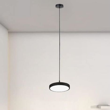 TrAdE Shop Traesio - Lampadario A Sospensione Led 40w Nero Cerchio Tondo Moderno Minimal Luce 6500k 32903 - (1/4)