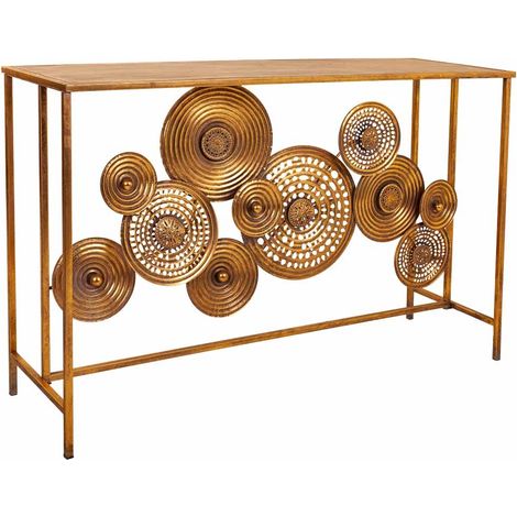 Recibidor de metal dorado 120x40x80