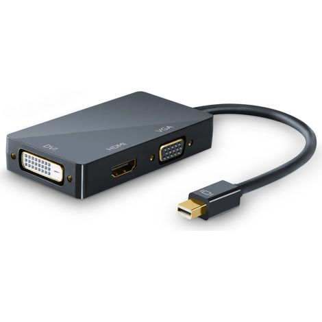 CSL 3in1 Mini DisplayPort zu HDMI, DVI, VGA Adapter Konverter, miniDP 1.2 4k 3840x2160 UHD 2160p, 0,15m (1/5)