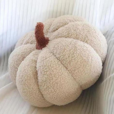 Coussin Citrouille, Coussin Forme de Citrouille Crème Blanc, Coussin Décoratif d'automne, Coussin Esthétique pour Canapé en Velours Teddy, Halloween Décoration Maison(Off-White,20cm) (1/5)