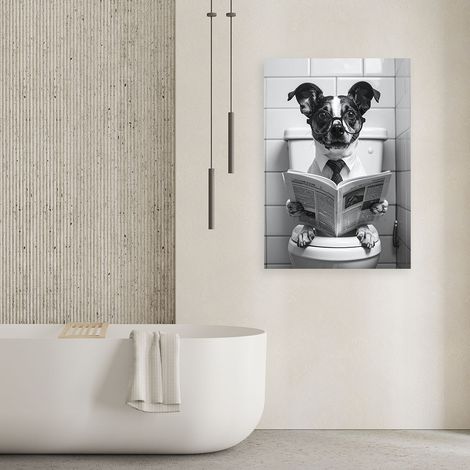 Wandbild Hund in der Toilette 60x90 (1/4)