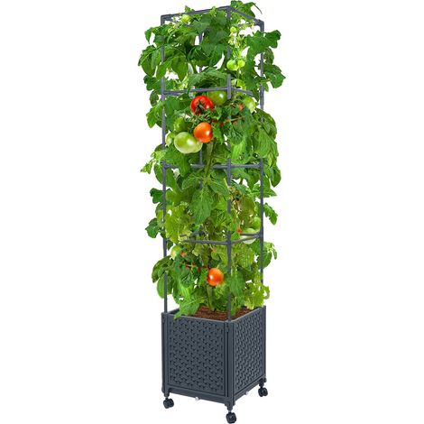 Jardinière Mobile avec Treillis Auto-arrosage pour Vigne, Plantes grimpantes, Fleurs, tomates, Cage pour intérieur et extérieur, Balcon, terrasse, Cour, 31,5 x 31,5 x 144 cm. (1/5)