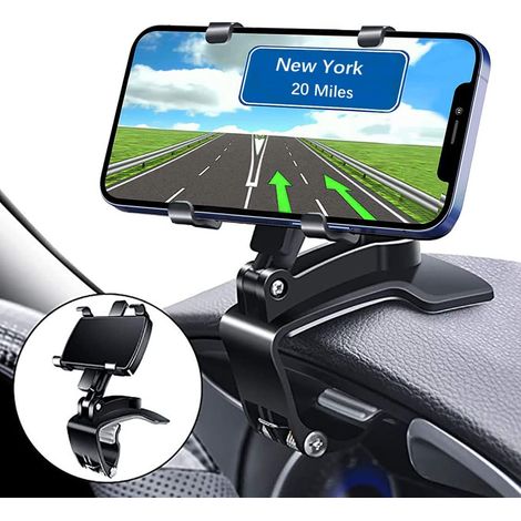 Support téléphone voiture universel 360°, fixation tableau bord réglable sécurisée (1/5)