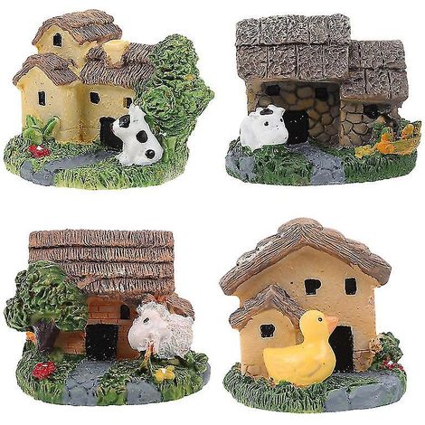 Maison en résine avec 4 animaux