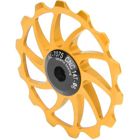 Poulie de guidage arrière pour vélo, galet 14 dents, en alliage d'aluminium doré (1/5)
