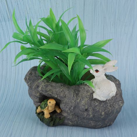 Pot de fleurs imitation pierre en résine pour plantes succulentes, décoration de bureau ou maison. (1/5)