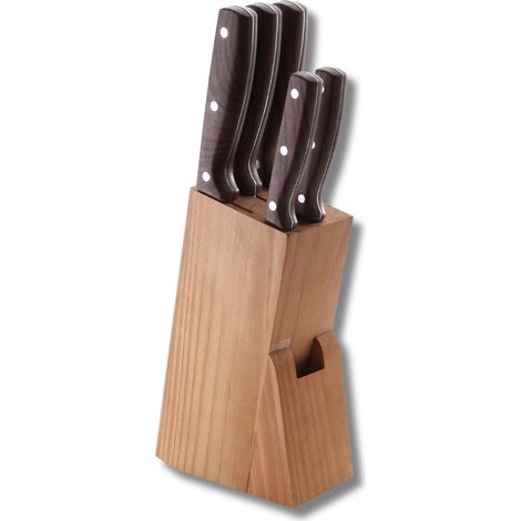 Ceppo in legno 5 coltelli con lame in acciaio inox (1/2)