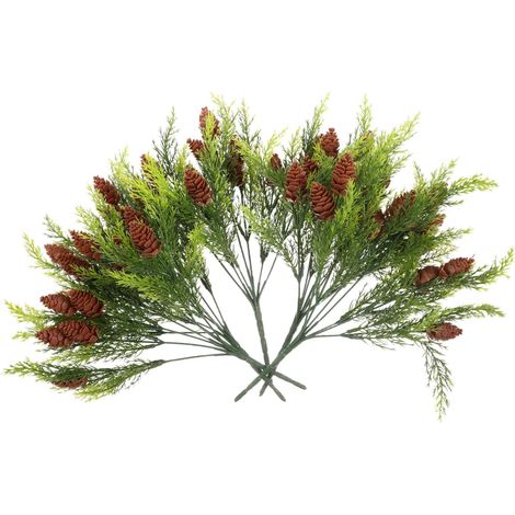Branche Sapin Artificielle 5 Pièces en Plastique avec Décor de Pomme de Pin (1/5)