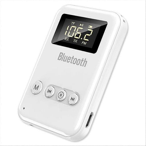 Adaptateur audio sans fil Bluetooth 5.0 4 en 1 (émetteur-récepteur), prise jack 3,5 mm, lecteur de carte TF et lecteur FM pour casque TV et haut-parleurs (bonne qualité). (1/5)