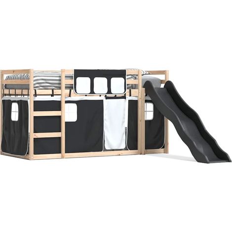Maison Exclusive - Letto a Castello con Scivolo e Tende Bianco e Nero 80x200 cm