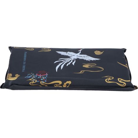 Oreiller rafraîchissant pliable en cristal de glace pour réduire la température, idéal pour la sieste des enfants et des adultes. Grue blanche sur fond noir. (1/4)