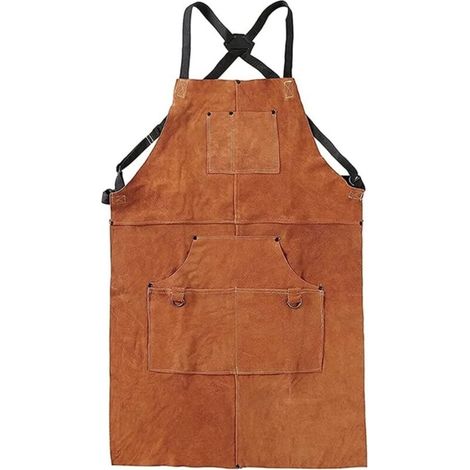 Tablier de travail du bois en toile cirée, Tablier d'atelier en cuir avec outils résistant et aux flammes, réglable M à XXL pour hommes et femmes (1/4)