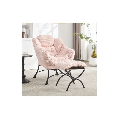 Sillón con reposapiés 70x64x95 cm rosa acero con bolsillo lateral (1/5)