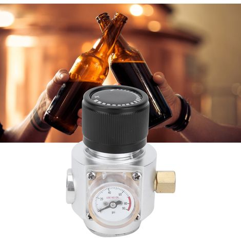 Regulador de CO2 de 3/8" para elaboración casera de cerveza, regulación precisa de 0 a 90 PSI, construcción robusta de acero inoxidable, adecuado para cartuchos pequeños de 12 g/16 g para refrescos y (1/5)
