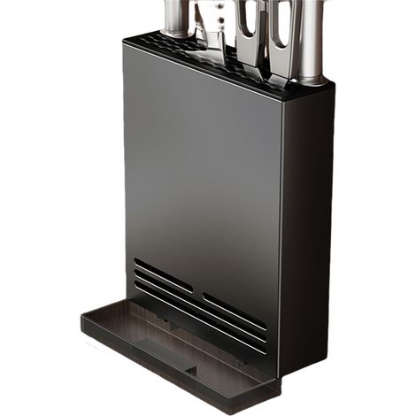 Range Couteaux de Cuisine Wandgemälde der Porte Couteaux in Acier Carbone, Range Couteaux Noir mit Bac Égouttoir pour Couteaux et Utensiles Cuisine (1/5)
