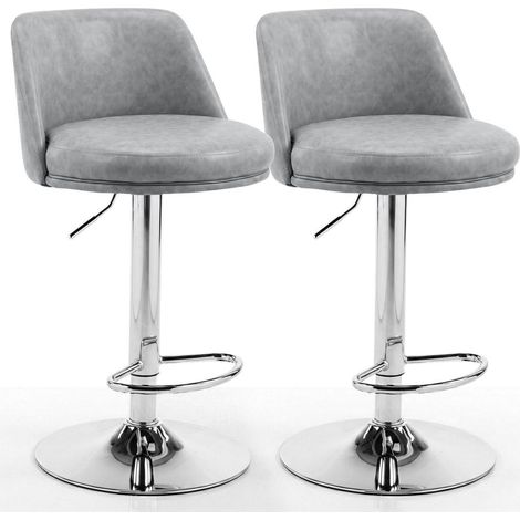 Barhocker 2er Set höhenverstellbar PU-Leder Dunkelgrau (1/5)