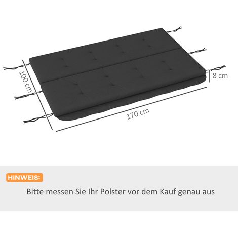 Ensemble de coussins pour balancelle Hollywood 170 cm, coussins d'assise et de dossier, coussins de siège pour balancelle de jardin, gris foncé, confortables et résistants aux intempéries (1/5)