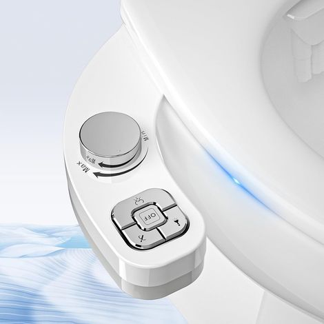 Pulvérisateur Bidet Toilette WC - Non Électrique Accessoires De Toilette Japonaise - Buse Rétractable Avec 2 Angles De Jet(Anti-colmatage)- Pour Le Nettoyage Avant Et Arrière (Argent) (1/5)