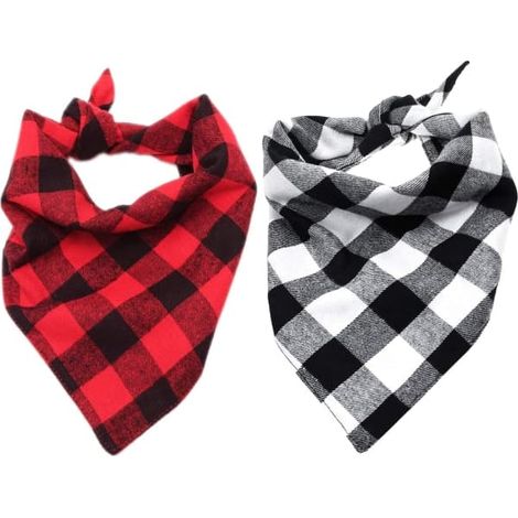 Filiyano-Écharpe triangulaire pour chien, accessoires pour vêtements et animaux de compagnie, rouge et noir - Taille S - Lot de 2 (1/5)