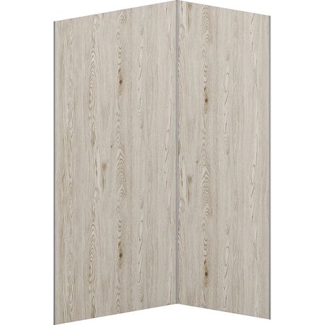 Vente-Unique – Lot de 2 panneaux muraux de douche en aluminium effet bois clair – Dimensions L90 x H210 cm – Traitement anti-rayure et hydrofuge