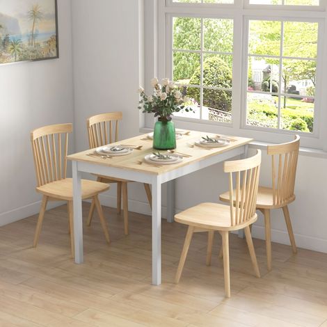Table de salle à manger, 120 x 75 cm, style campagnard, pour 4 personnes, en bois naturel, idéale pour le salon ou la salle à manger. (1/4)