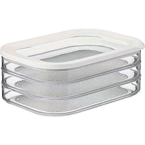 3 étages – Blanc – boîte de rangement frigo pour charcuterie - trois boîtes de conservation séparées – passe au lave-vaisselle (1/4)