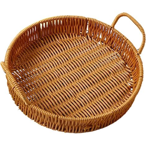 Panier De Rangement En Rotin Organisateur En Faux Rotin Paniers De Rangement Tressés Artificiels Faux rotin flexible léger pour extérieur cueillette récolte fruits légumes fleurs (1/5)