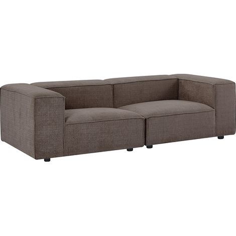 Divano 3 posti modulabile in tessuto ciniglia tortora - RUZOLO (1/4)