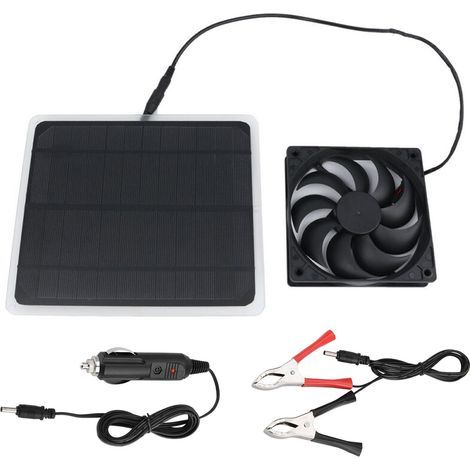 Ventilateur solaire miniature 10 W 12 V monocristallin avec extracteur d'air solaire pour serre, camping-car, poulailler, randonnée, camping et activités de plein air. (1/5)