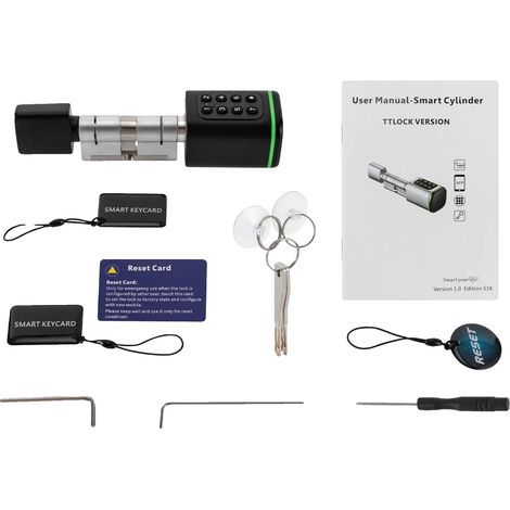 Serrure de porte intelligente, classée IP53, plusieurs méthodes de déverrouillage, noir (1/2)