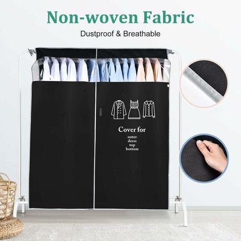royaluxe -Housse De Vêtement Penderie Longue 110X 120 Cm Anti Poussière Respirant Housses De Portant Vetement Avec Transparent Fenêtre Housse De Costume Pour Robe Chemise Costumes Manteaux, Noir (1/5)